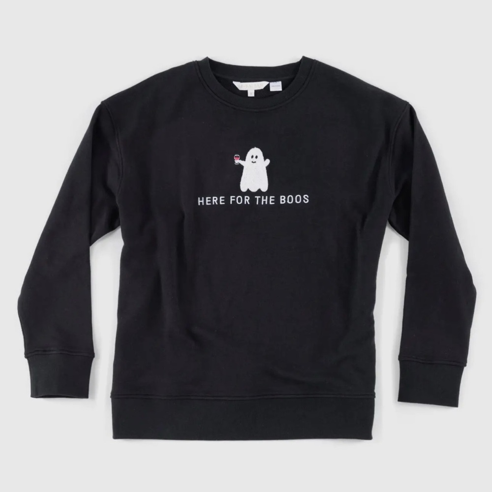 Shiraleah Black Crewneck with Ghost Graphic